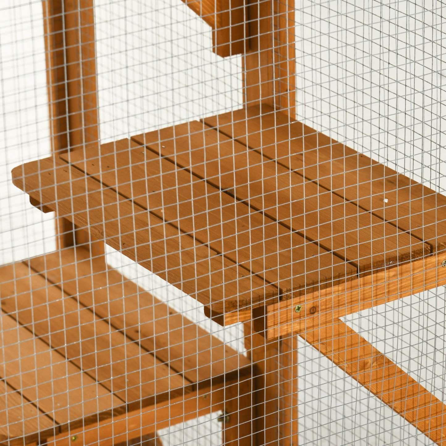 Pawhut Maison D'exterieur En Bois Pour Chat Cage Interieure Avec Toit En Asphalte, Plateformes A Plu