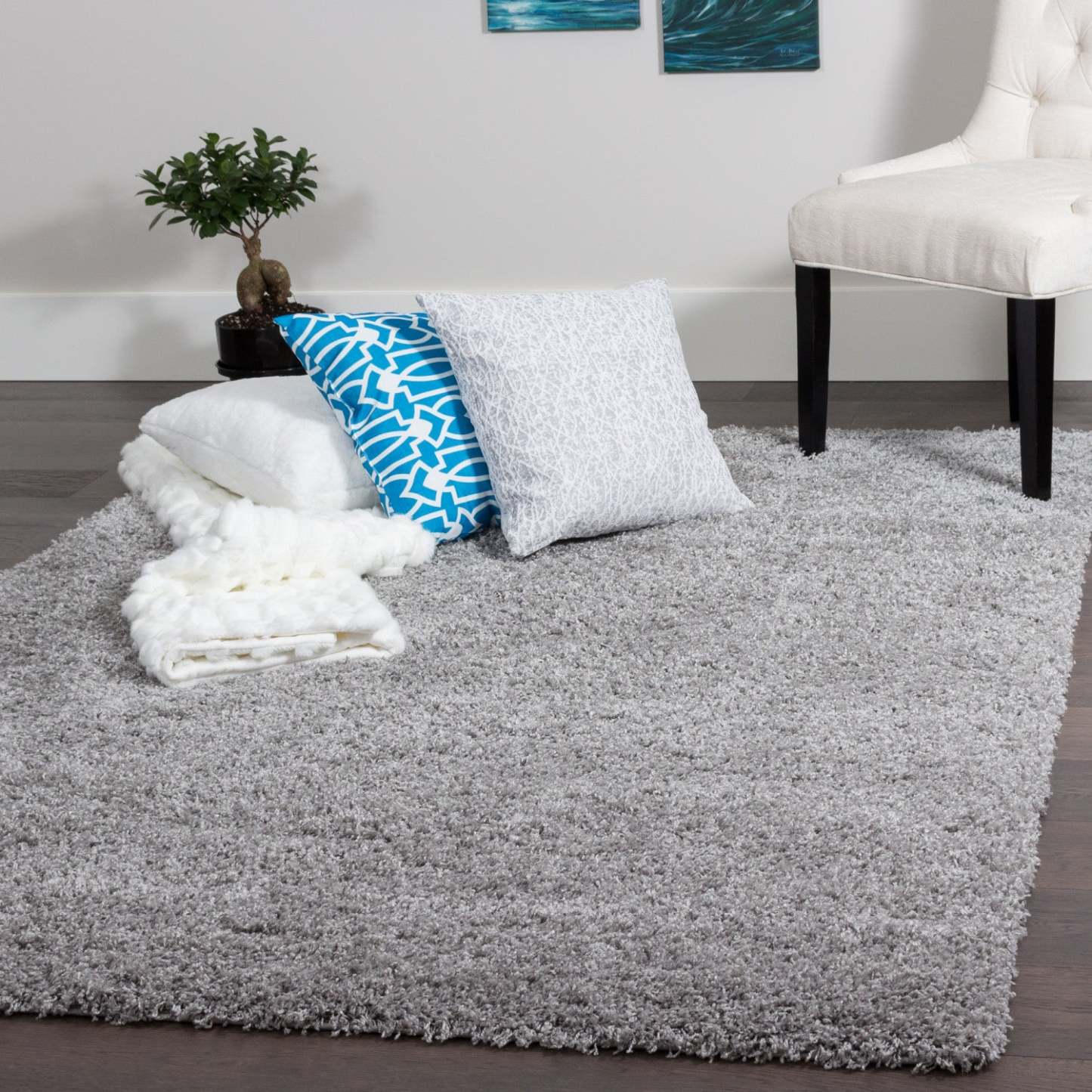 Victoria Light Grey Shag 3 x 5 Area Rug|Carpette à poils longs Victoria gris clair 3 x 5|D80GE4LG