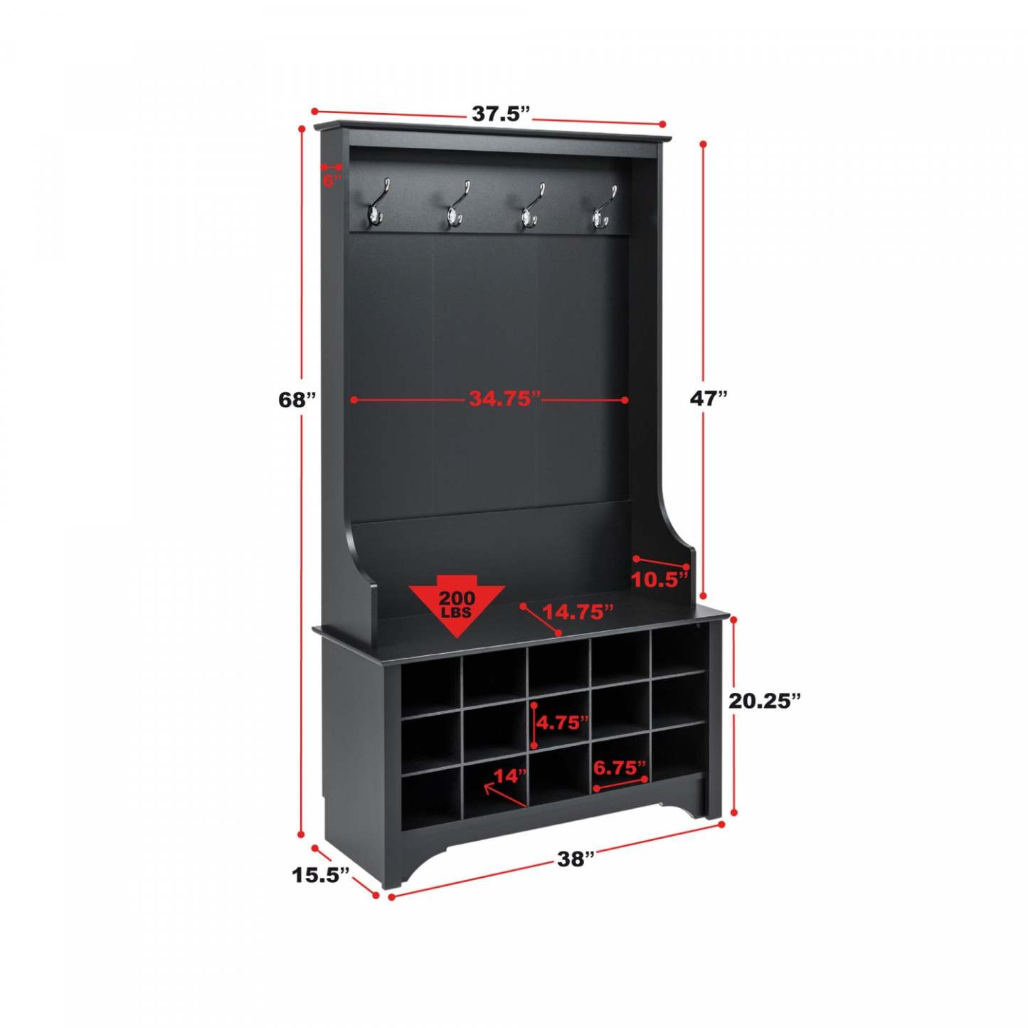 Arbre d'entrée avec rangement pour chaussures - Noir|Portemanteau avec rangement pour chaussures - noir
