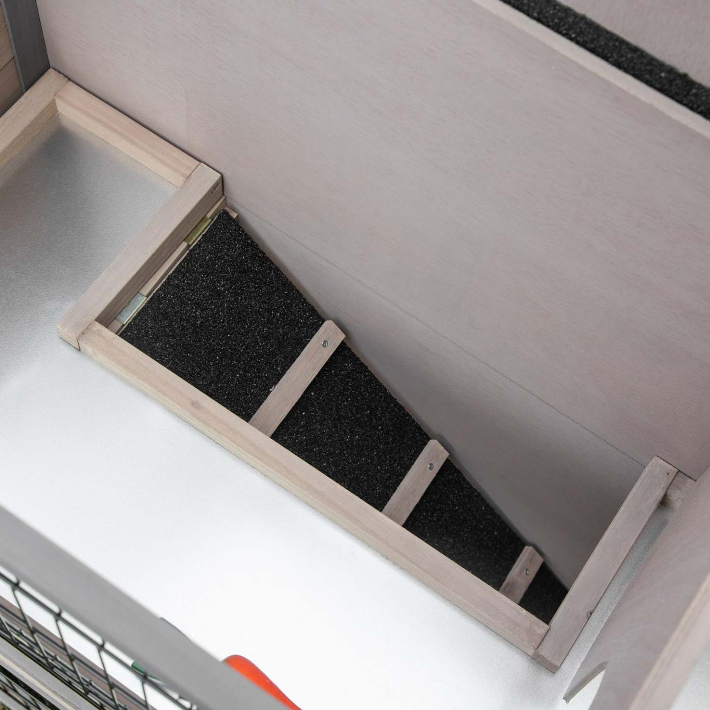 Pawhut Clapier A Lapin A 2 Etages Cage A Lapin Pour Petit Animal Avec Rampe, Plateau Coulissant