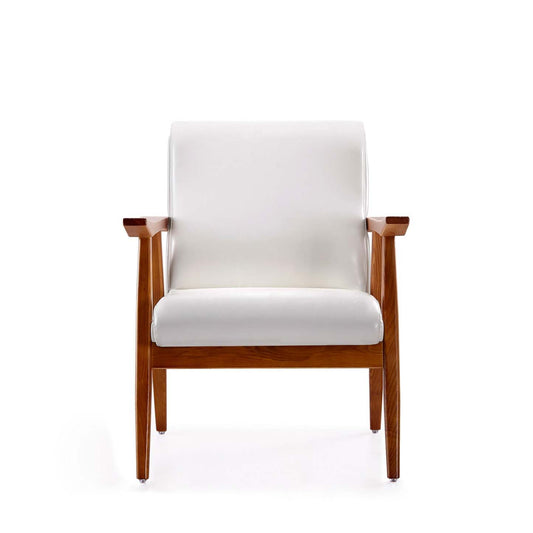 Manhattan Comfort Archiduke Faux Leather Accent Chair - White & Amber|Chaise d'appoint Archiduke de Manhattan Comfort en similicuir - blanche et ambre