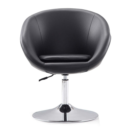 Manhattan Comfort Hopper Polished Chrome Faux Leather Adjustable Height Accent Chair - Black|Chaise d'appoint Hopper de Manhattan Comfort à hauteur réglable en chrome poli et en similicuir - noire