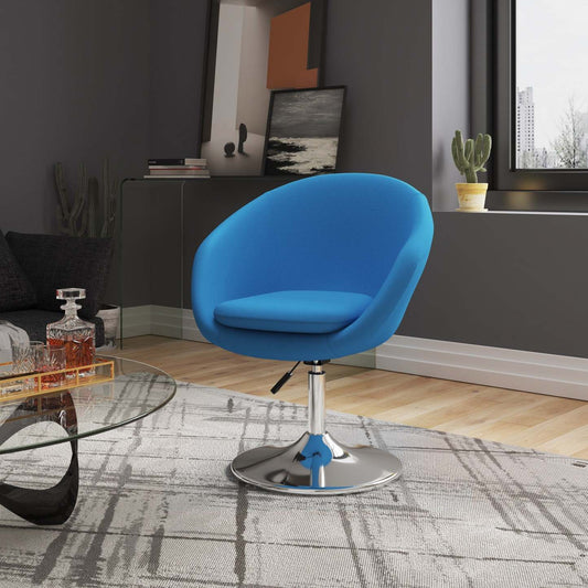 Manhattan Comfort Hopper Polished Chrome Wool Blend Adjustable Height Chair - Blue|Chaise Hopper de Manhattan Comfort à hauteur réglable en chrome poli et en mélange de laine - bleu