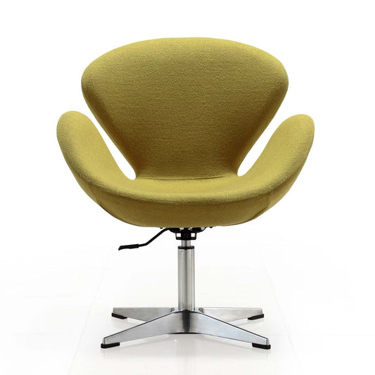 Manhattan Comfort Raspberry Polished Chrome Wool Blend Adjustable Pivotant Chair - Green|Chaise pivotante réglable Raspberry de Manhattan Comfort en chrome poli et en mélange de laine - vert