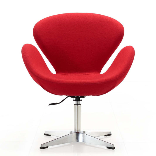 Manhattan Comfort Raspberry Polished Chrome Wool Blend Adjustable Pivotant Chair - Red|Chaise pivotante réglable Raspberry de Manhattan Comfort en chrome poli et en mélange de laine - rouge