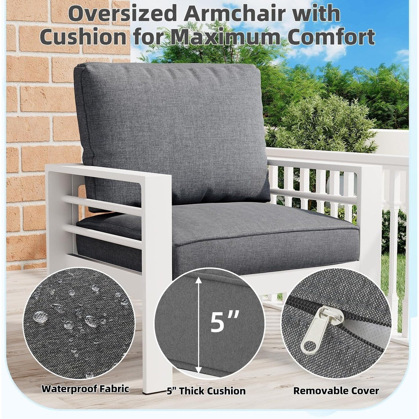 Ensemble de meubles de patio en aluminium AECOJOY 7 pièces Ensemble de conversation d'extérieur