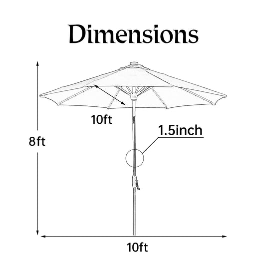 Parasol de terrasse Ainfox de 3 m avec éclairage, parasol solaire d'extérieur sans pied