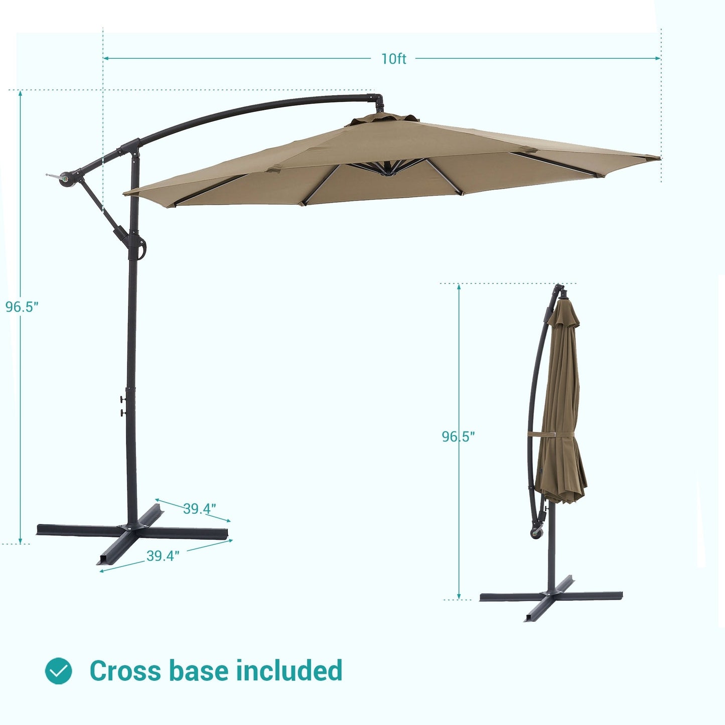 Parasol déporté de terrasse BONOSUKI de 3 m (10 pi) - Parasol suspendu d'extérieur