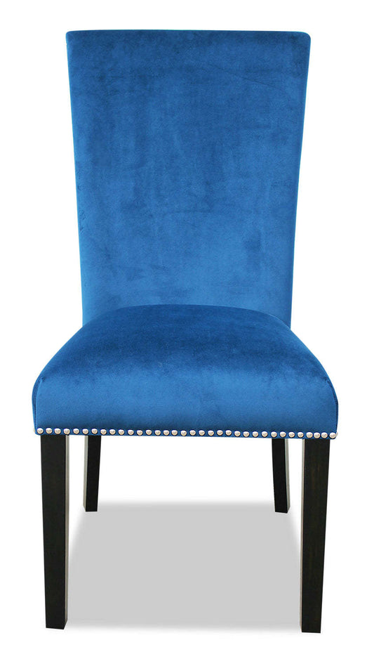 Chaise de salle à manger Cami avec tissu en velours - Bleu | Chaise de salle à manger Cami en tissu de velours - bleue
