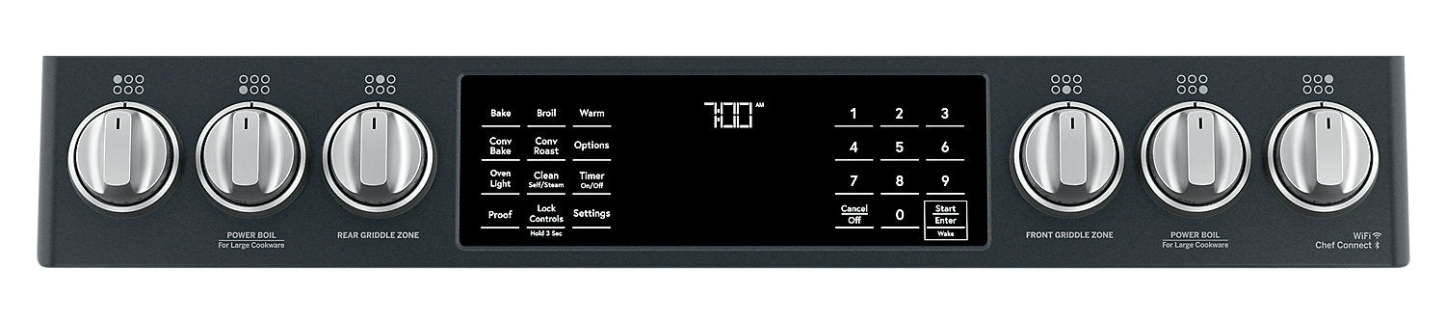 Cuisinière intelligente à gaz Café de 5,6 pi³ avec convection européenne véritable et grilles autone… - Noir mat - …