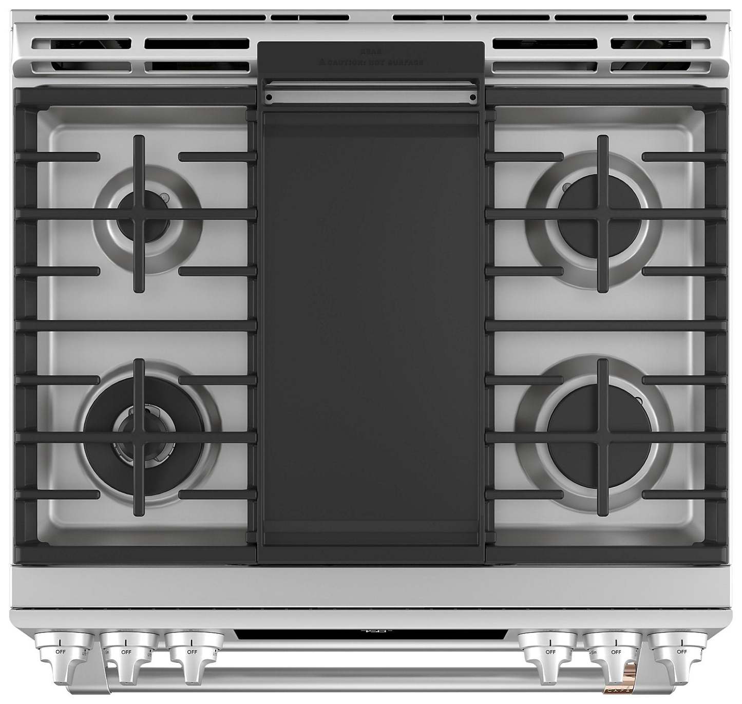 Cuisinière intelligente à gaz Café de 6,7 pi³ avec convection européenne véritable et grilles autone… | Cafe 6.7 Cu. Ft. Smart Gas Range with True European Convection and Self Clean Racks - Stainless Stee…