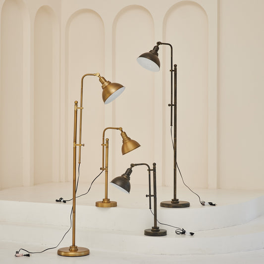 Lampe sur pied de pharmacie rustique CO-Z 65 avec abat-jour en métal réglable