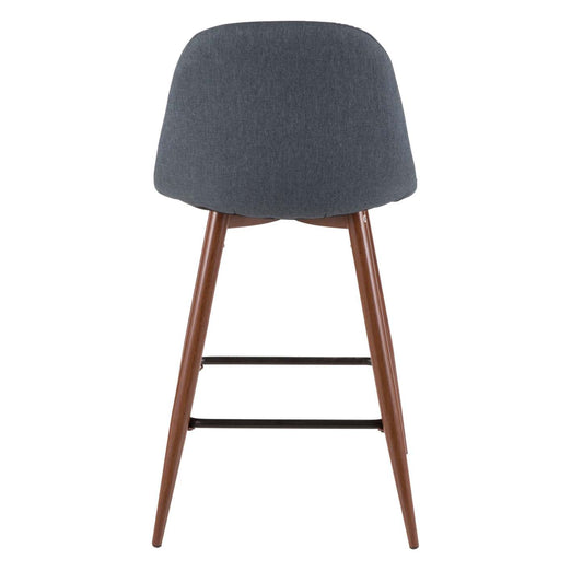 LumiSource Pebble Blue Fabric Mid-Century Modern Counter-Height Stool - Set of 2|Tabouret moderne du milieu du 20e siècle Pebble de hauteur comptoir en tissu bleu - ensemble de 2