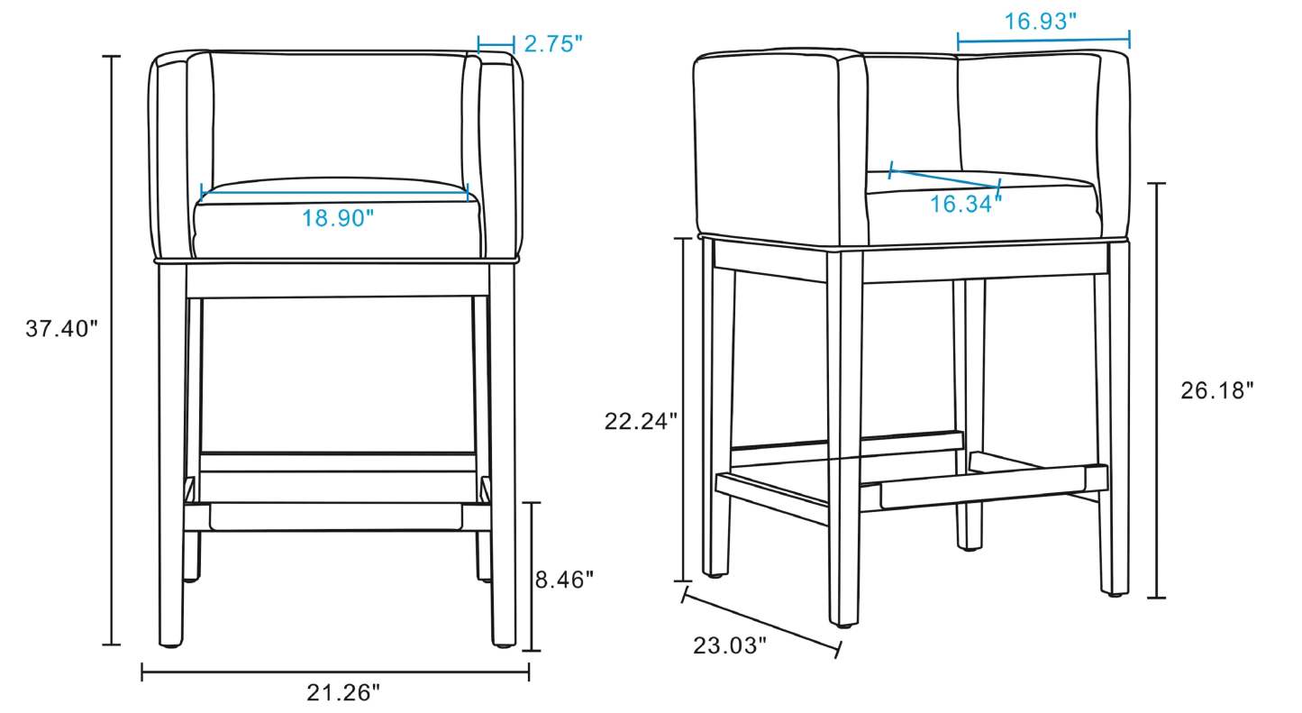 Manhattan Comfort Kingsley 34 Beech Wood Counter Height Barstool - Ivory & Dark Walnut|Tabouret bar Kingsley de Manhattan Comfort de hauteur comptoir de 34 po en hêtre - ivoire et noyer foncé