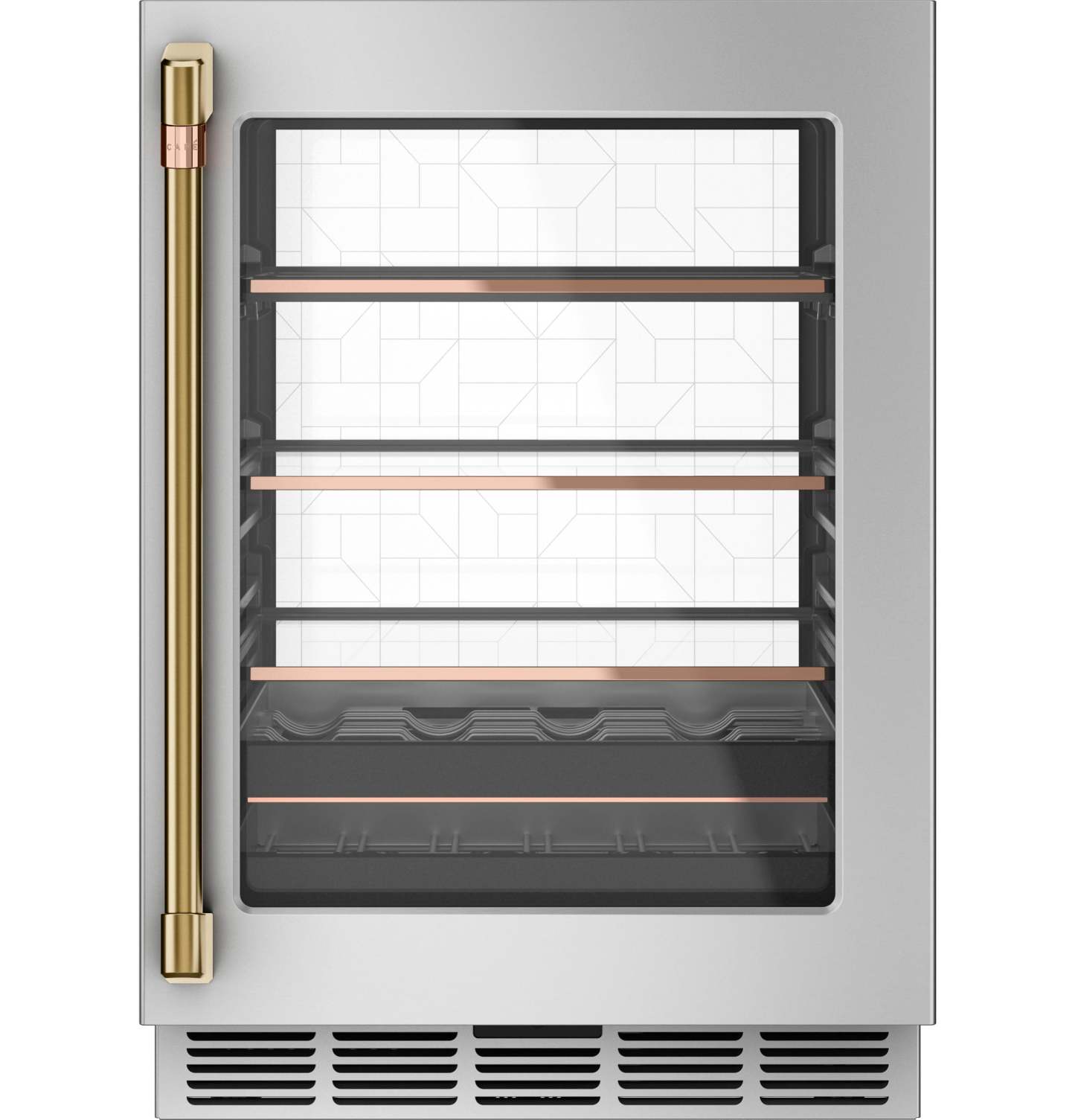 Café Brushed Brass Wine/Beverage Center Handle Kit - CXQW1H1PPCG|Trousse de poignée Café en laiton brossé pour refroidisseur à vin et à boissons - CXQW1H1PPCG