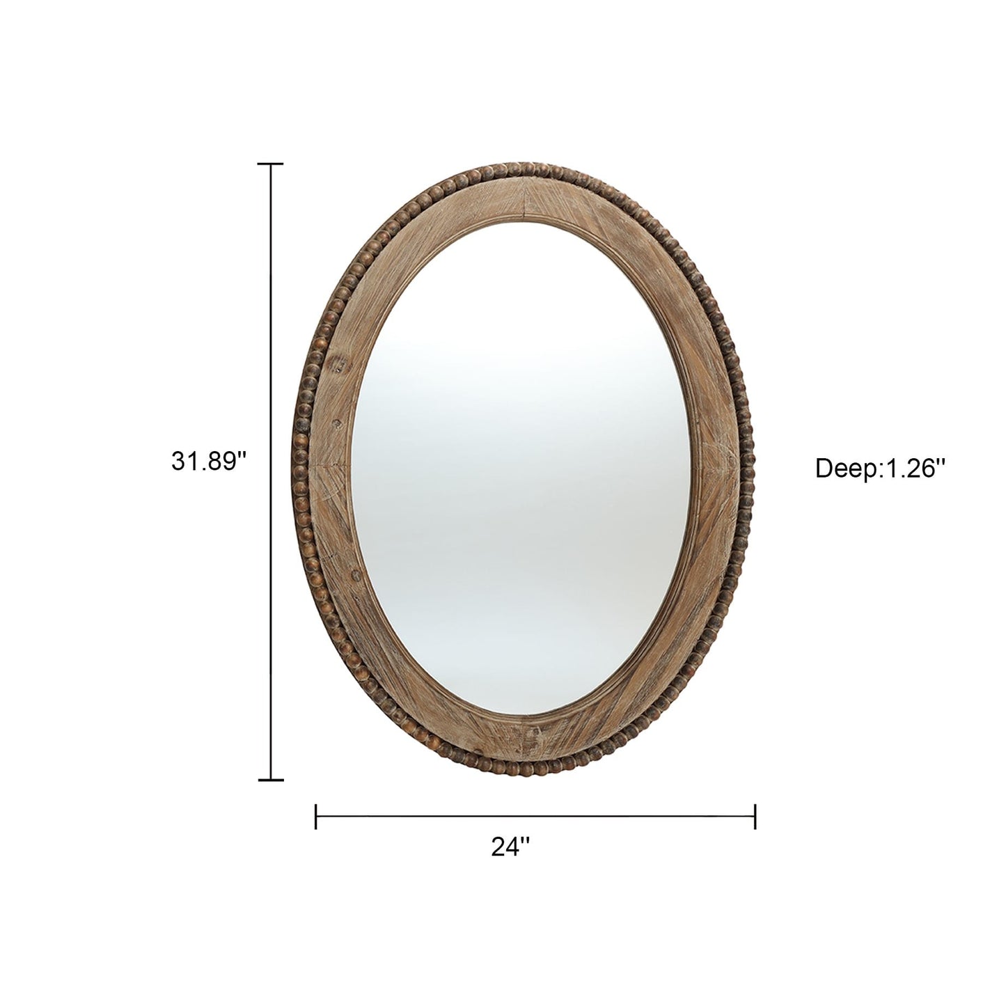 Miroir mural ovale Cameo encadré en bois, 81 cm (32 po), miroir de salle de bain - 81 cm (31,89 po) H x 61 cm (24 po) L x 3,2 cm (1,26 po) P