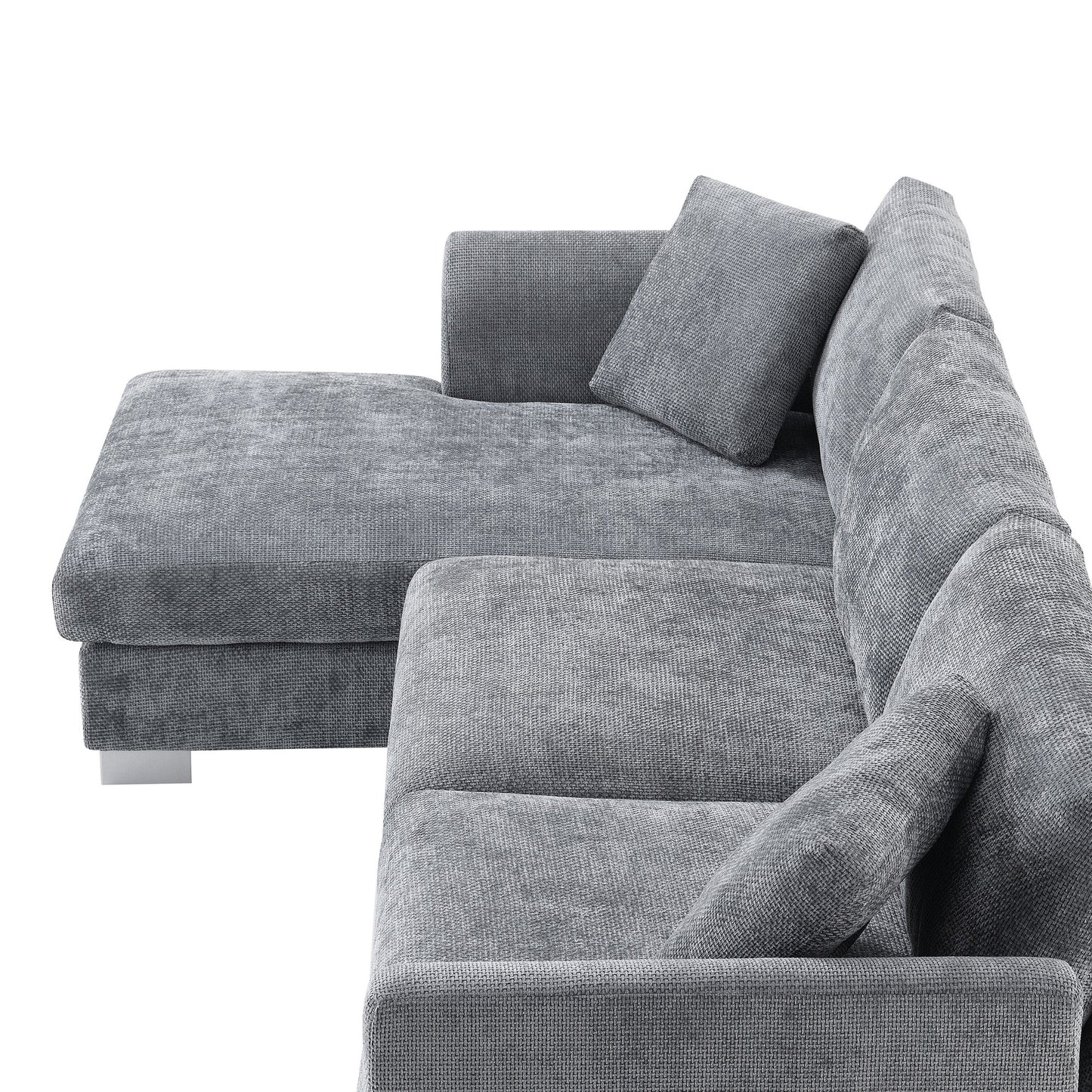 Canapé sectionnel Cloud, ensemble de canapés de luxe en forme de L avec 2 oreillers gratuits, mobilier d'intérieur 4 places en chenille avec méridienne surdimensionnée