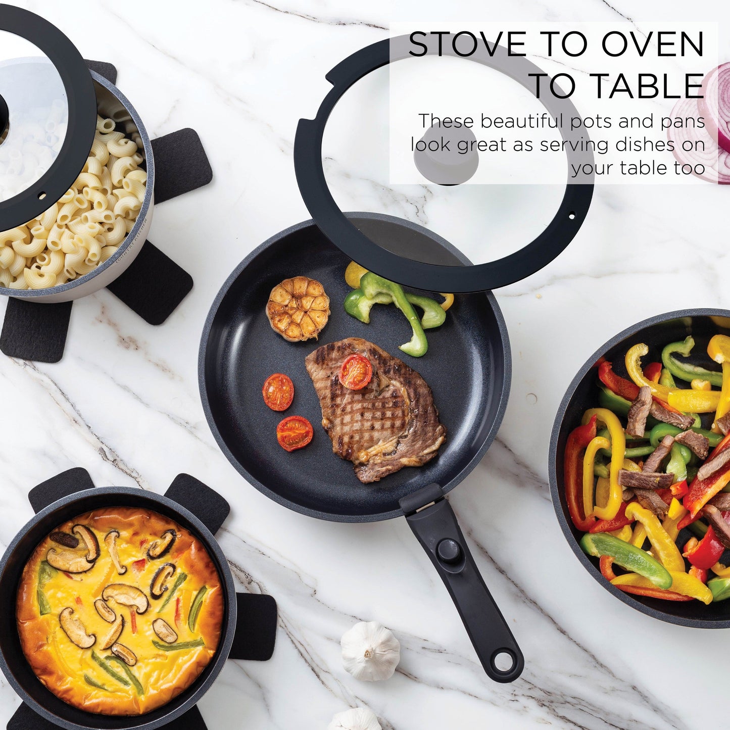 Ensemble de 16 pièces de cuisine Country Kitchen pour camping-car, en céramique avec poignée amovible et compatible four.