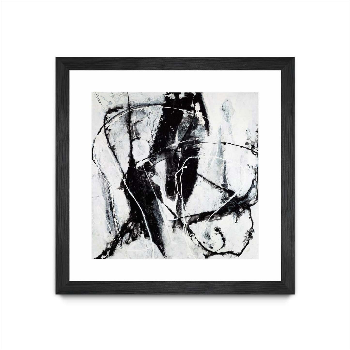 Œuvre d’art murale encadrée noire et mate « Polar Opposition » 30 x 30