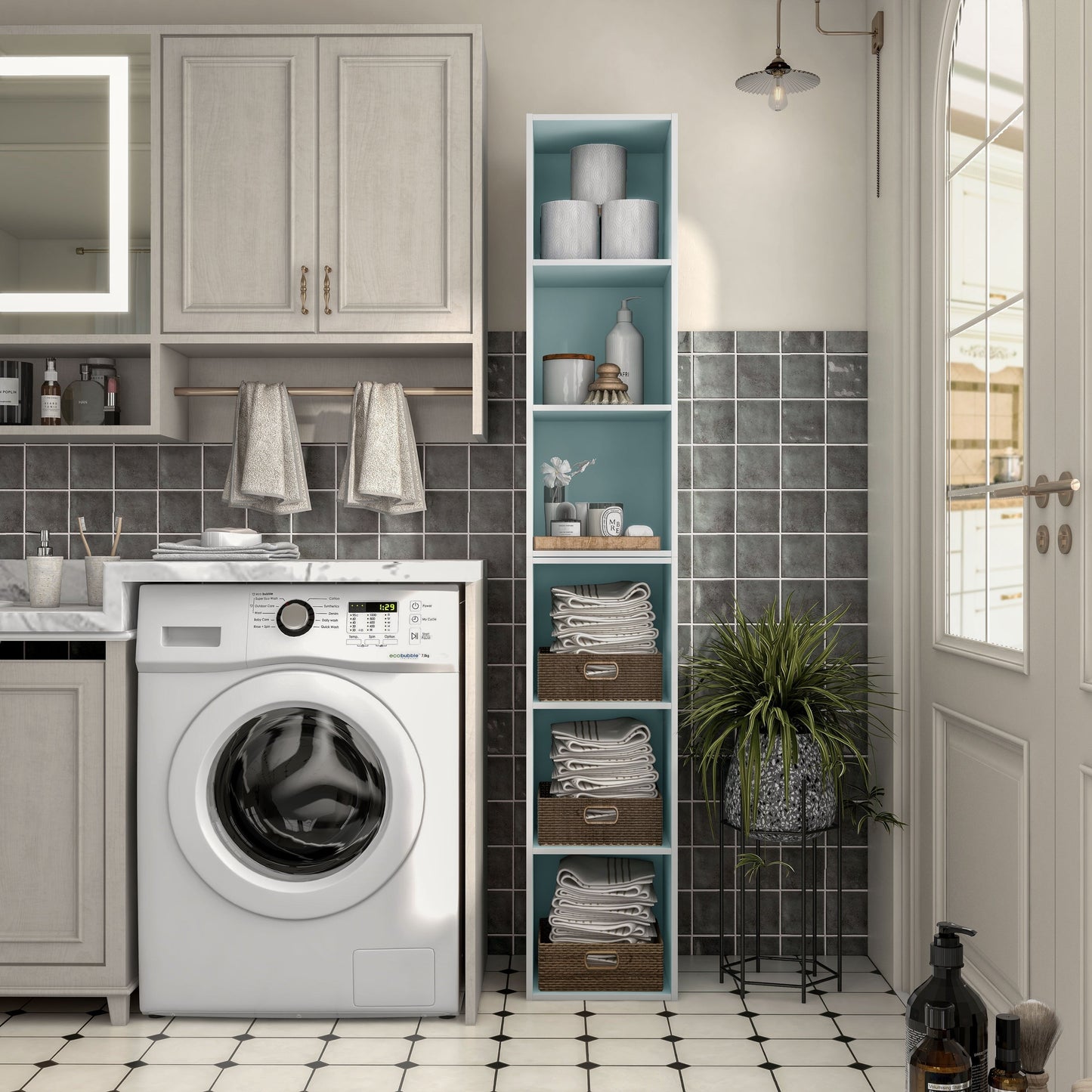 DH BASIC Système de rangement moderne en bois personnalisable et empilable - Étagères cubiques, armoire à tiroirs, bibliothèque avec portes par Denhour