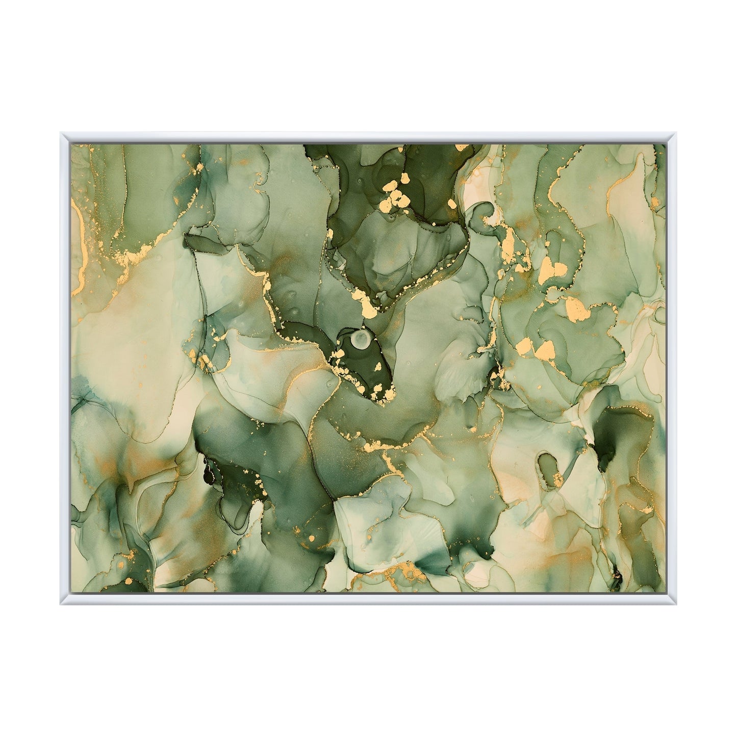 Designart Vert Luxe Abstrait Fluide Art I Impression sur Toile Encadrée Moderne