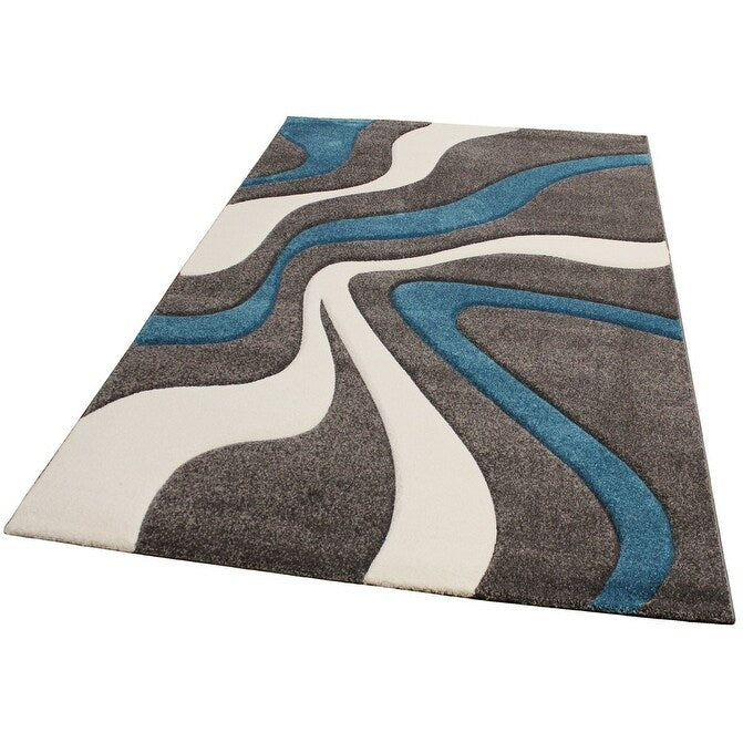 Tapis design à découpe contour et motif vague moderne