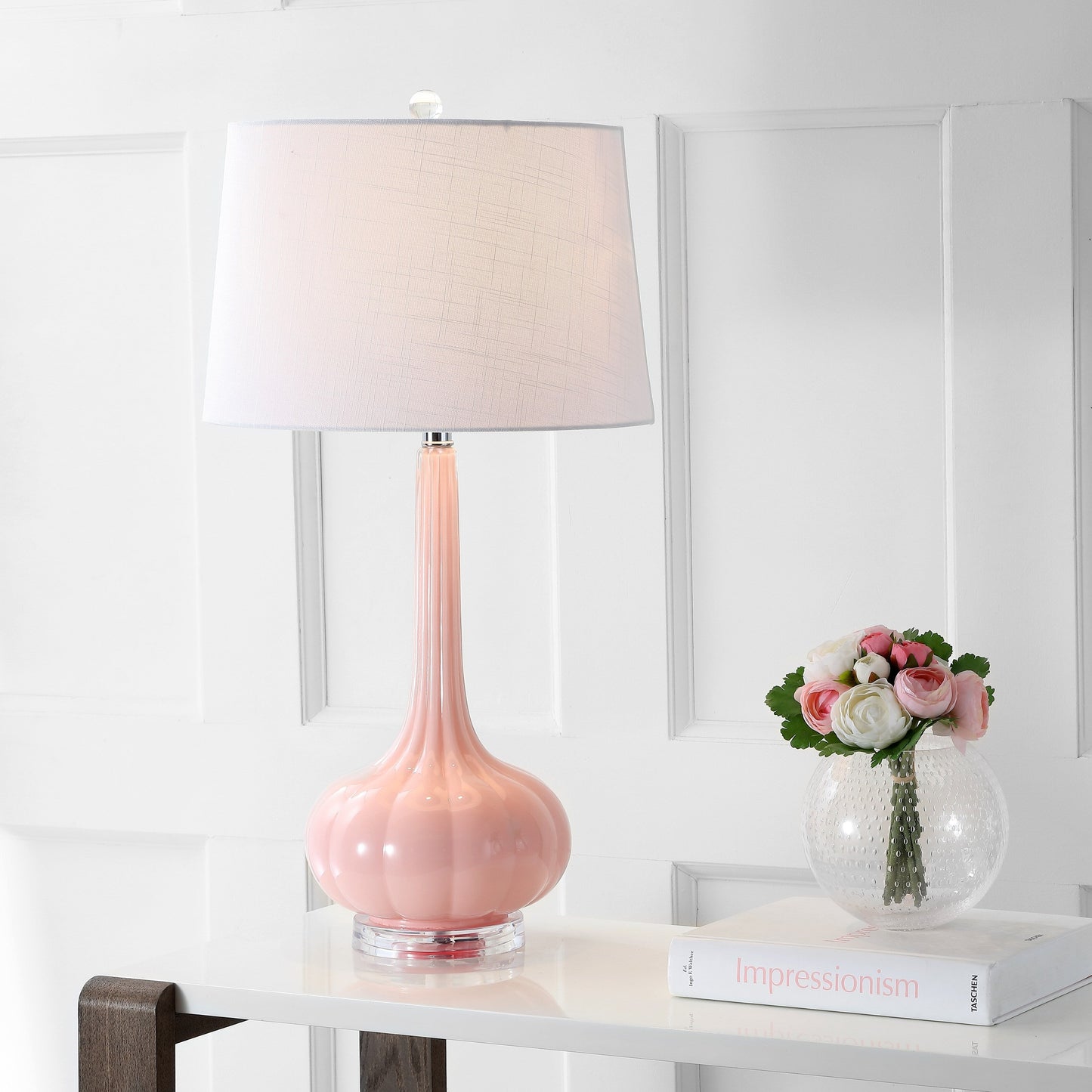 Lampe de table LED Diamante 28,5 en verre en forme de larme, rose (lot de 2) par JONATHAN Y