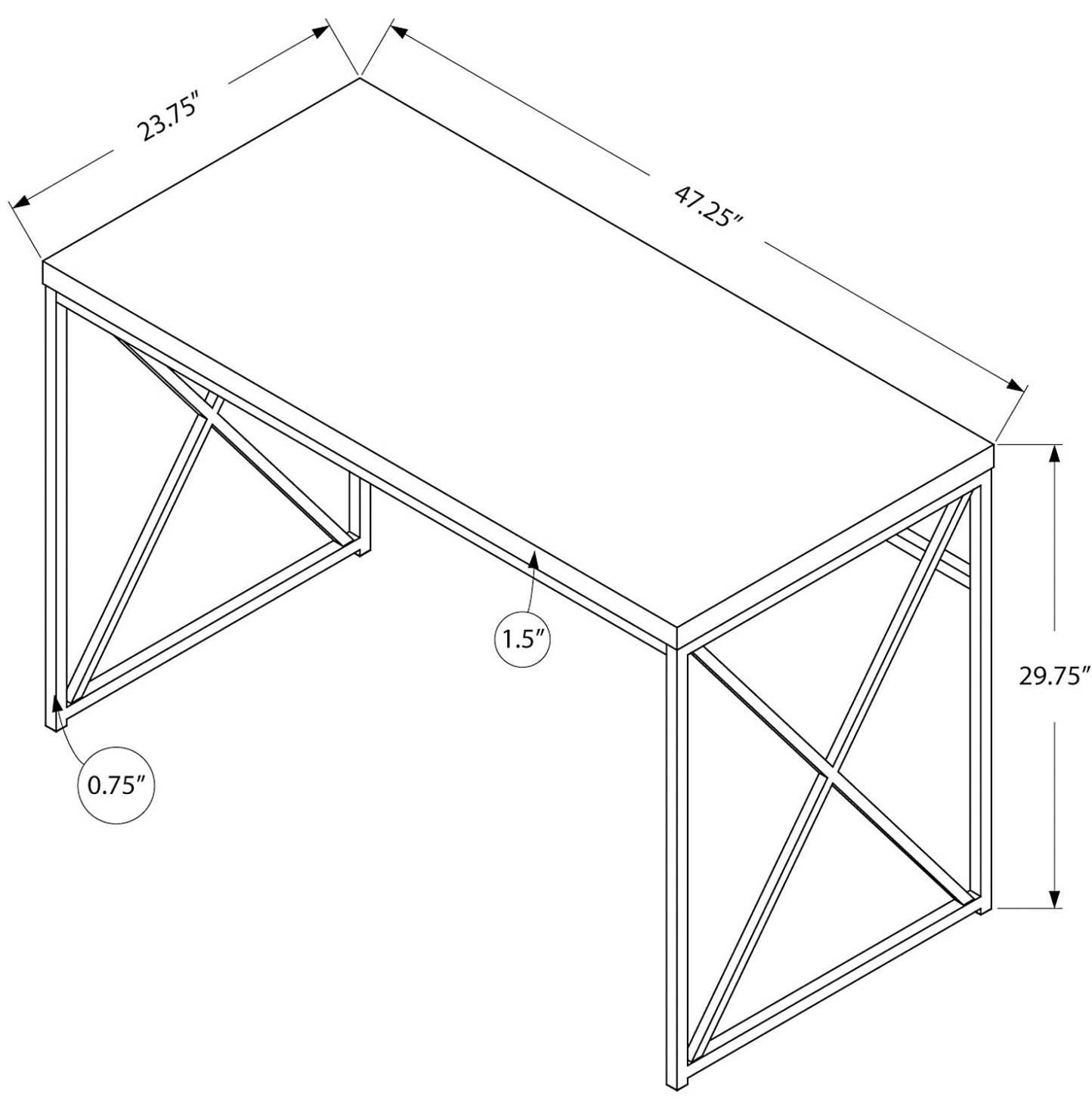 Bureau Emery 47,25 po - Cappuccino et Or