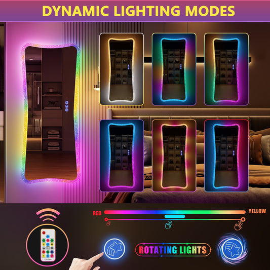 Miroir pleine longueur avec éclairage RGB - Blanc