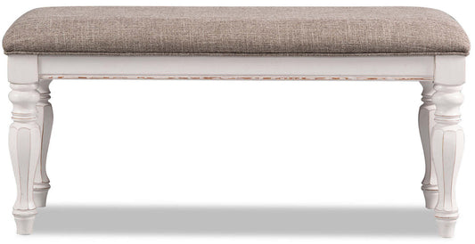 Banc de chambre Grace avec rangement relevable, 19H, bois, tissu - Blanc antique | Banc de chambre à coucher Grace de 19 po (H) en bois et en tissu avec dessus relevable et rangement - blanc antique