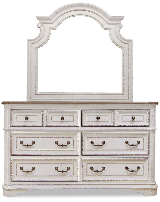 Miroir de commode de chambre Grace - Blanc antique | Miroir de commode de chambre à coucher Grace - blanc antique