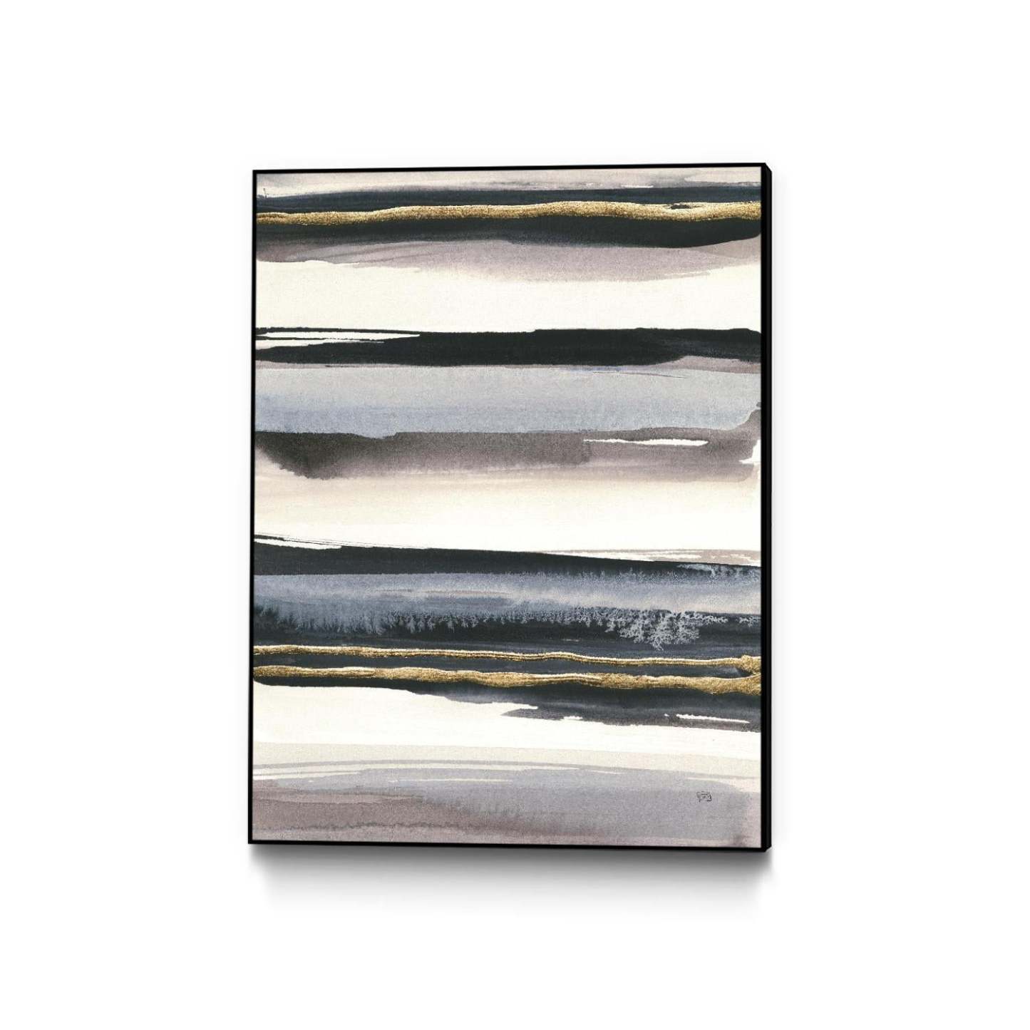 Œuvre d'art murale sur toile encadrée noire « Gilded Grey Iv » 24 x 32