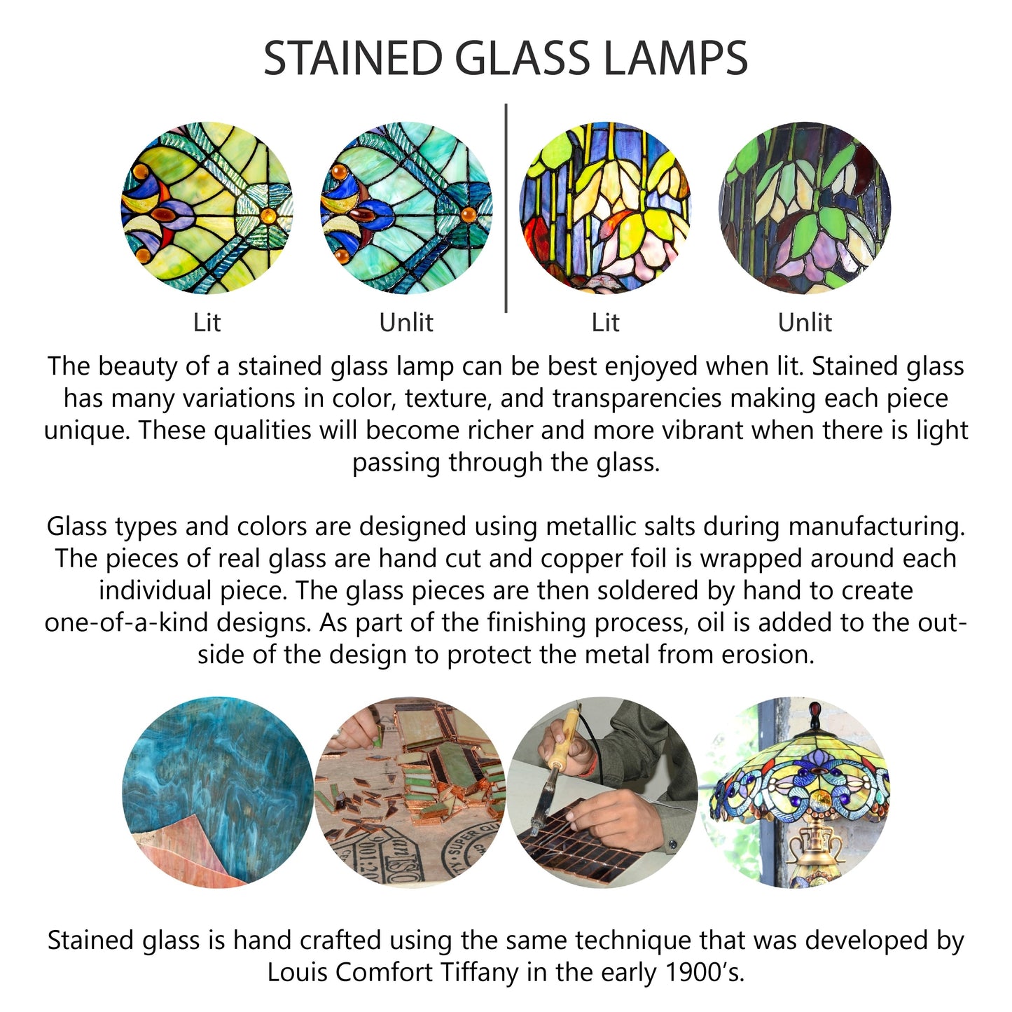 Lampe Tiffany en vitrail Gracewood Hollow Asdreni 51 cm (20 pouces) - 35,6 cm (14 po) L x 35,6 cm (14 po) l x 51,4 cm (20,25 po) H