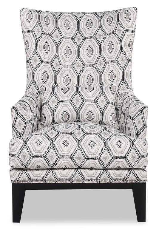 Haden 30 Fabric Accent Chair with Wood Base and Nailhead Trim - Onyx Multicolour | Fauteuil d’appoint Haden de 30 po en tissu avec base en bois et bordure de clous décoratifs - onyx multicolore