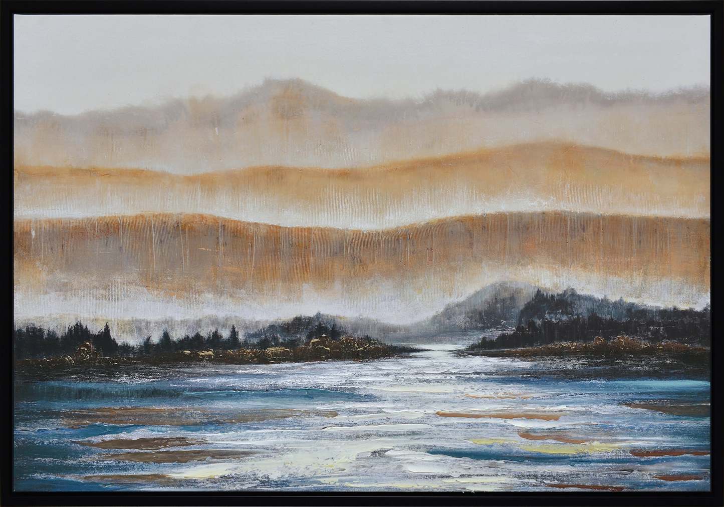 Peinture acrylique imprimée « Rivière Bleue » - 31,5 po x 47,5 po