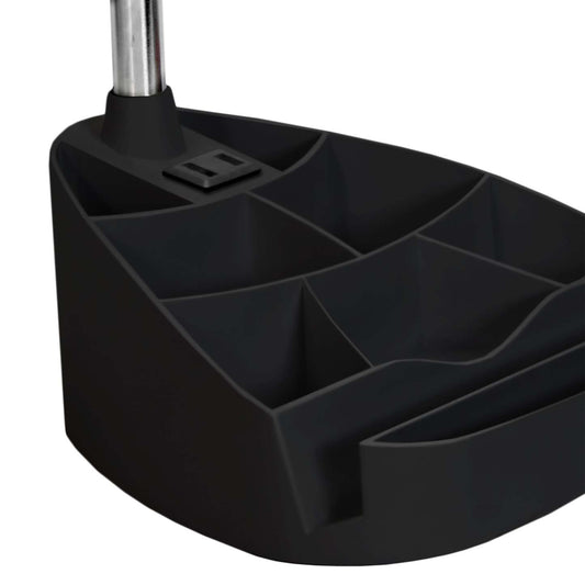 Lampe de bureau à col de cygne de Limelights avec support pour iPad et prise électrique - noire