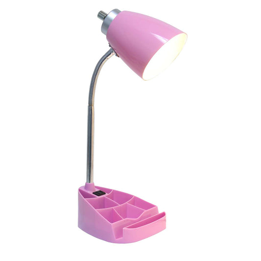 Lampe de bureau à col de cygne de Limelights avec support pour iPad et prise électrique - rose
