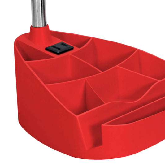 Lampe de bureau à col de cygne de Limelights avec support pour iPad et prise électrique - rouge