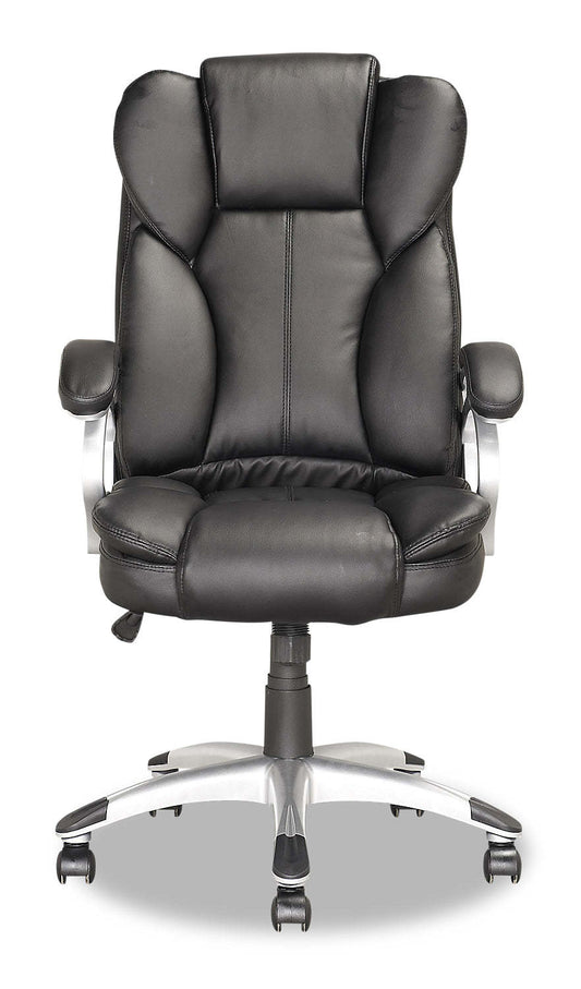 Lodwig 26 Deluxe Office Chair - Black Faux Leather|Chaise de bureau de luxe Lodwig de 26 po - similicuir noir