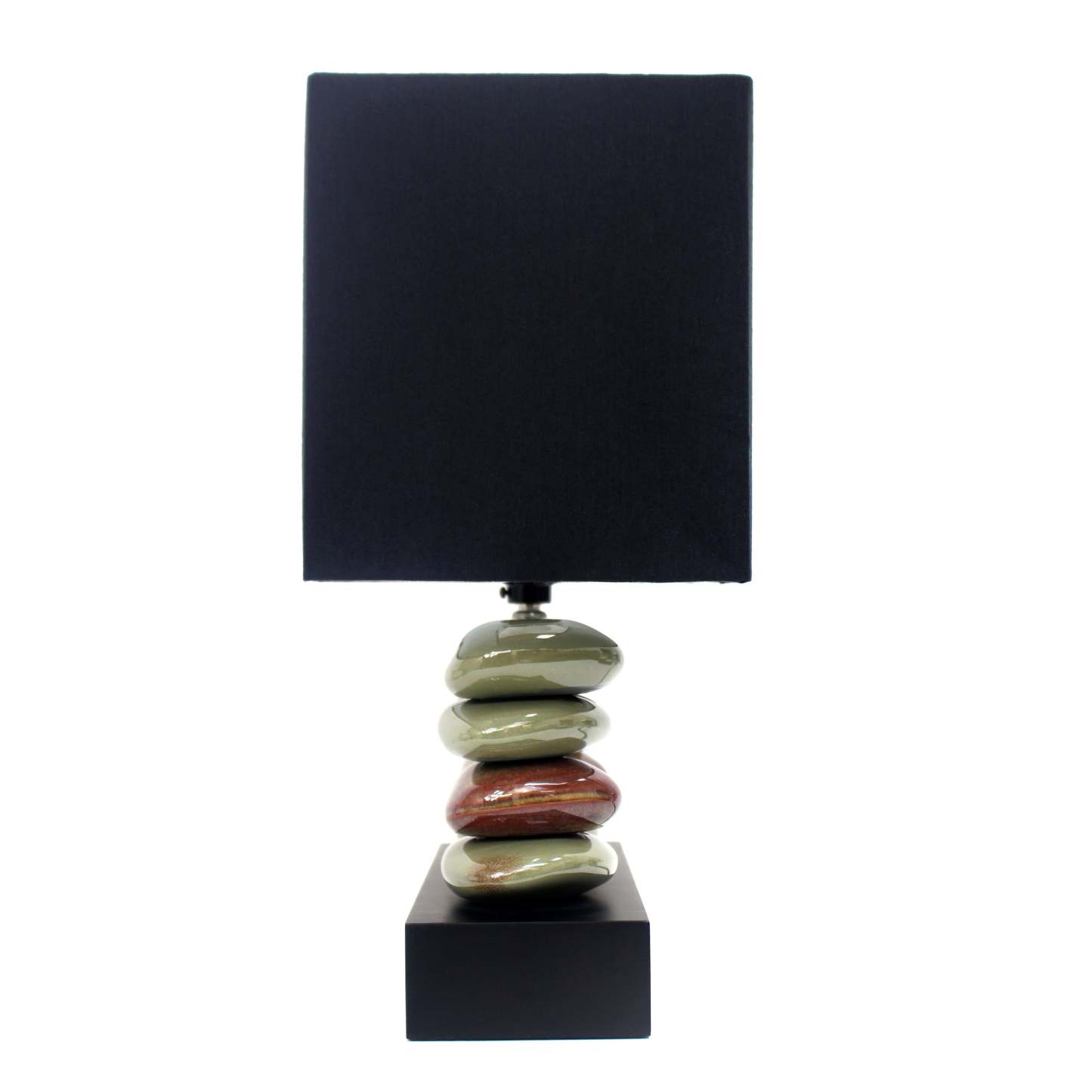 Lampe de table Elegant Designs rectangulaire avec deux piles de pierres superposées avec abat-jour noir|D21VMPKB