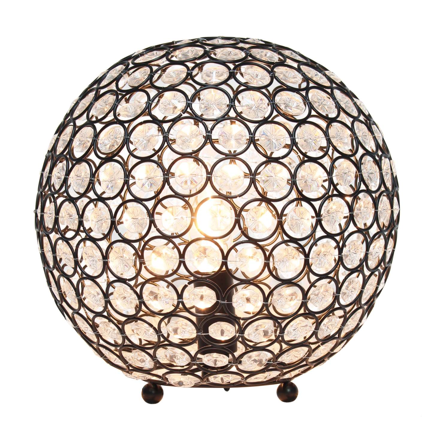 Lampe de table Elipse Elegant Designs balle de 10 po avec paillettes de cristal, bronze restauré|D22XSLB2