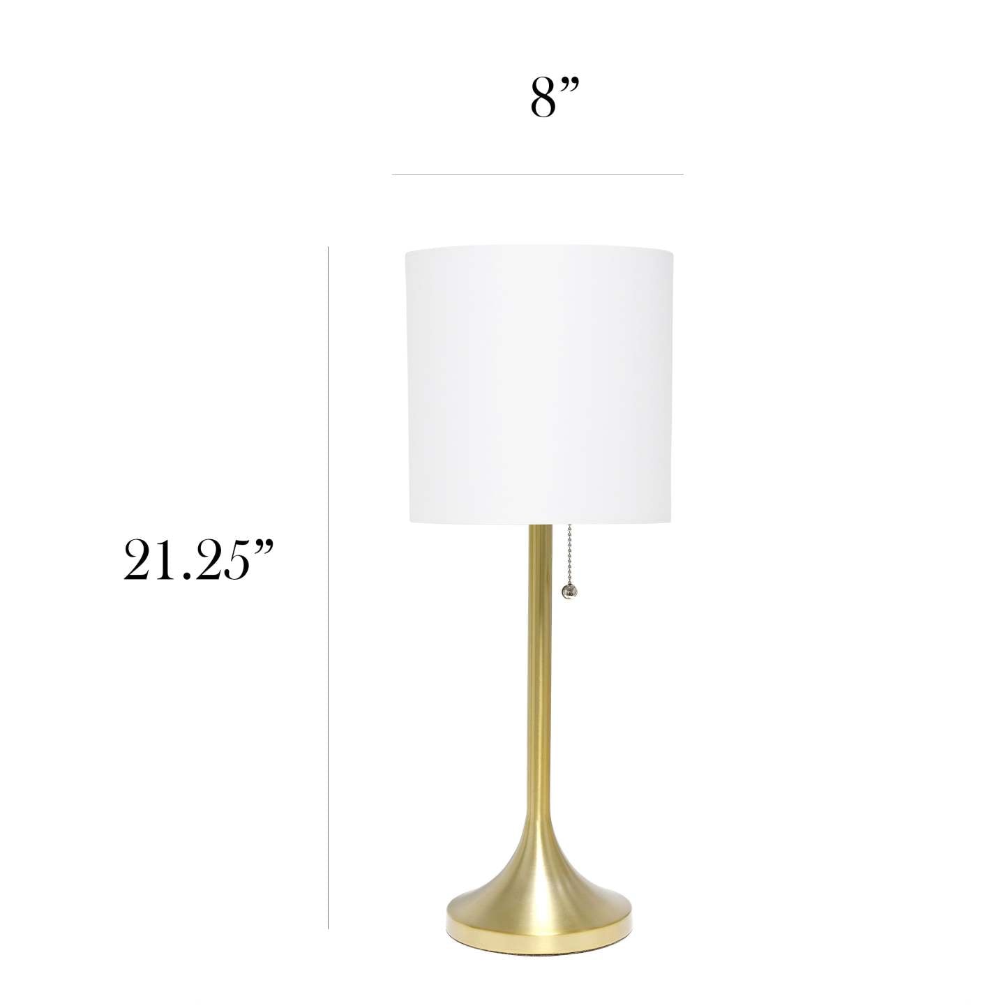 Lampe de table conique Simple Designs avec abat-jour tambour en tissu blanc - Or|Lampe de table effilée de Simple Designs avec abat-jour cylindrique en tissu blanc - doré