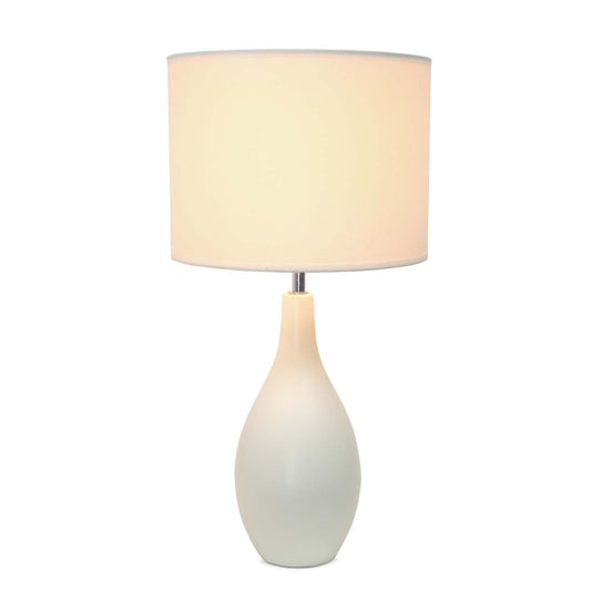 Simple Designs Oval Bowling Pin Base Ceramic Table Lamp - White|Lampe de table de Simple Designs à base en céramique en forme de quille ovale - blanche