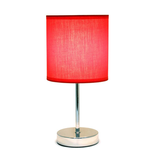 Simple Designs Chrome Mini Basic 2-piece Table Lamp Set - Rouge|Ensemble de 2 mini lampes de table de base de Simple Designs chromées - rouge
