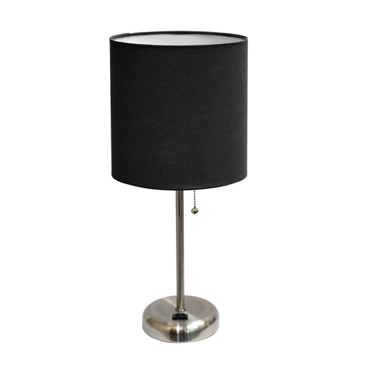 Limelights Stick Lamp with Charging Outlet And Fabric Shade Table Lamp|Lampe de table Limelights avec pied mince et prise de recharge|D21IEKDA