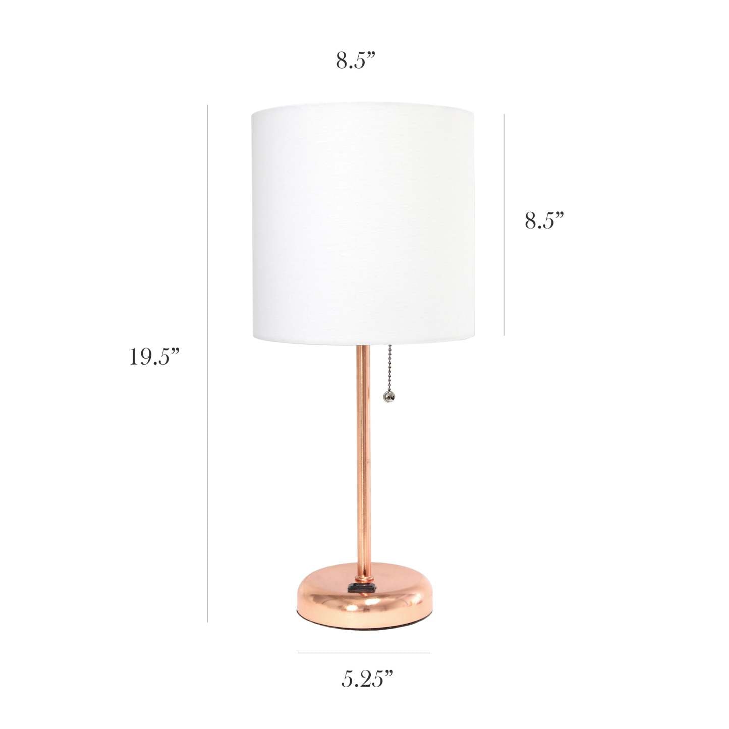 Lampe de table Limelights blanche avec pied mince or rose et prise de recharge | D21WTTEZ