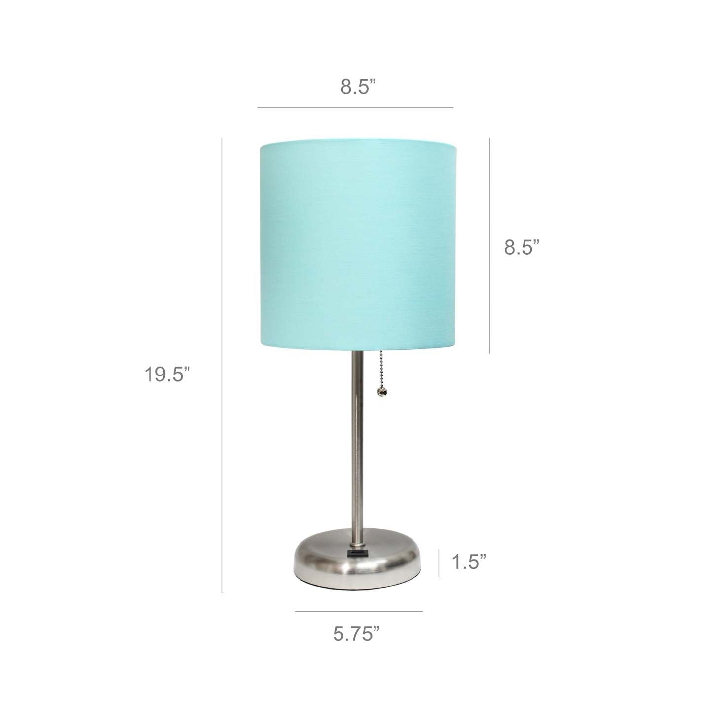 Lampe de table Limelights avec port de chargement USB et abat-jour en tissu, couleur turquoise | D21Q2BXJ