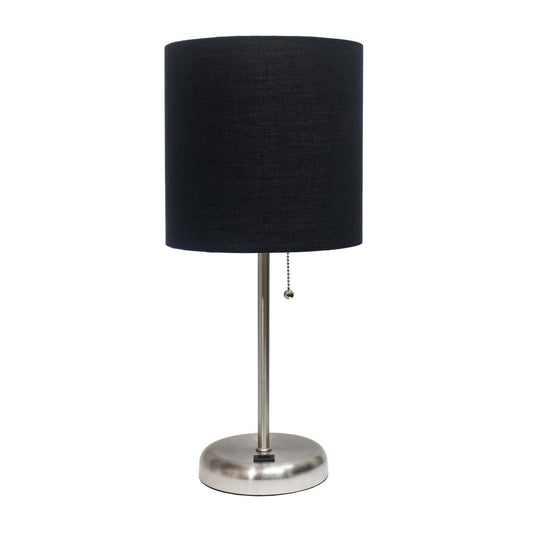 Limelights Stick Lamp with Usb Charging Port And Fabric Shade, Black Table Lamp|Lampe de table Limelights noire avec pied mince et port de recharge USB|D21Z6B4C