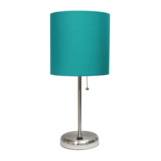 Lampe de table Limelights avec port de chargement USB et abat-jour en tissu, bleu sarcelle | D21EUVQQ