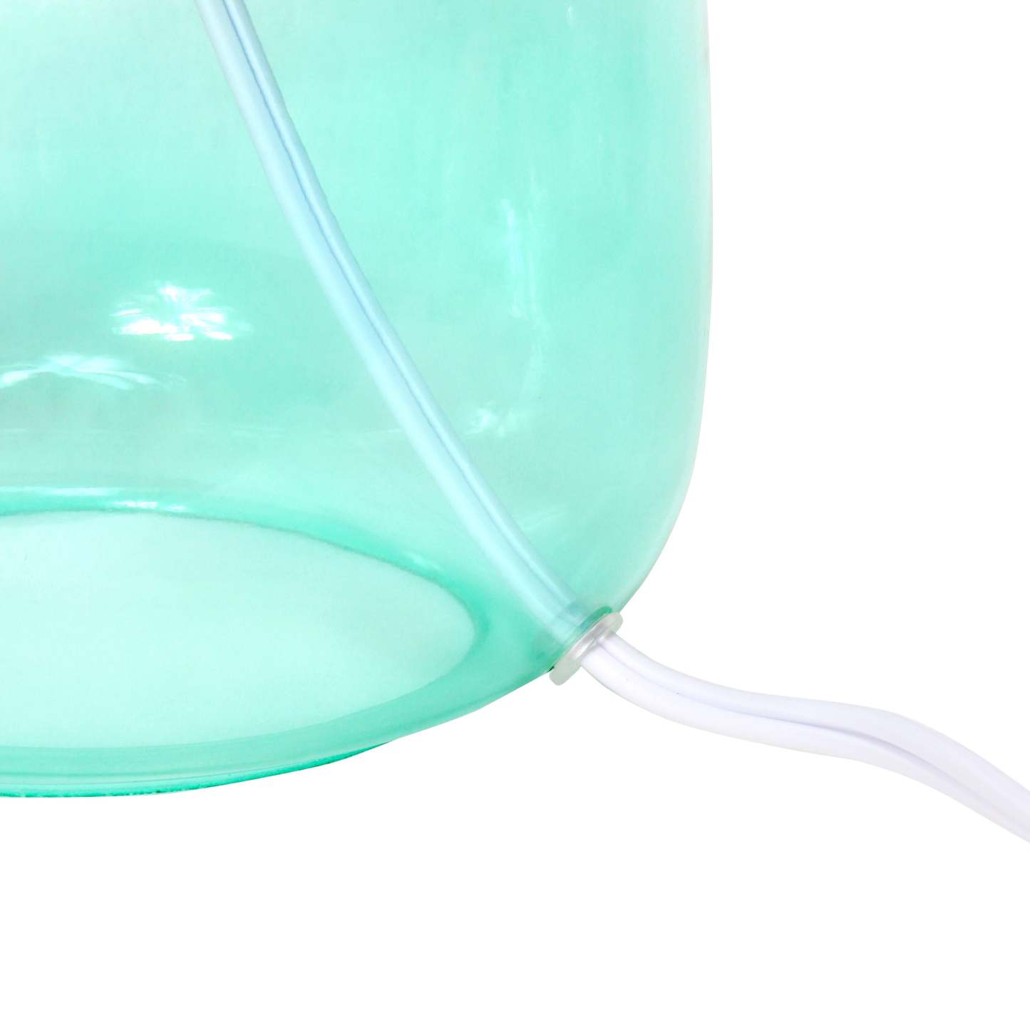 Lampe de table Simple Designs en verre avec abat-jour en tissu, aqua avec abat-jour blanc|Lampe de table Simple Designs en verre, turquoise|D21W20F9